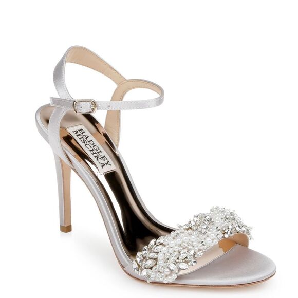 Badgley Mischka   Katy Springtime Stiletto  White and Silver Embellished Heels - Picture 7 of 8